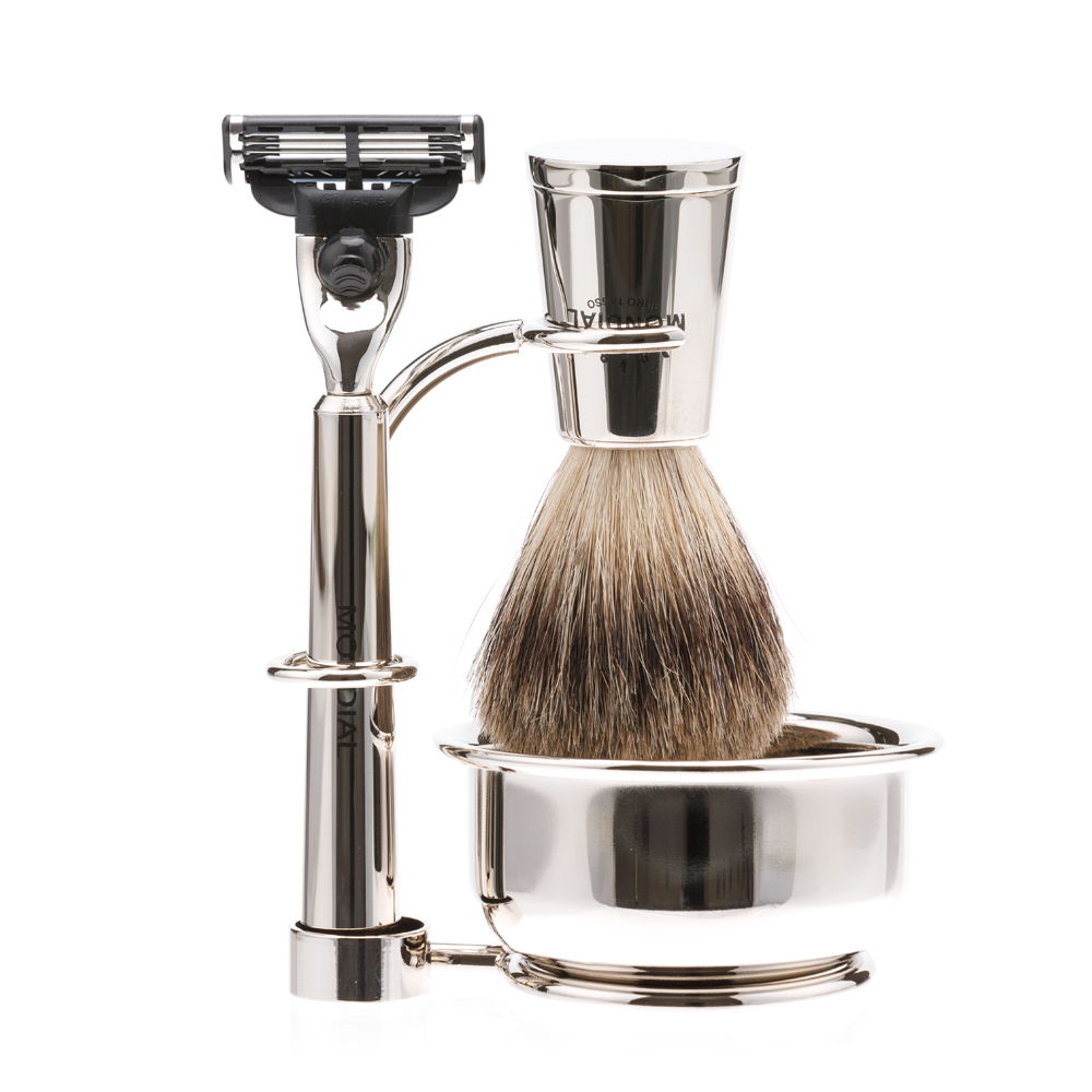 Бритвенный набор: станок, помазок, подставка, чаша MONDIAL ST-465-LMT